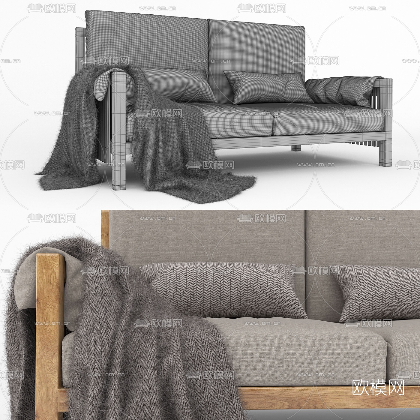 自然风户外双人沙发3d模型下载（渲染图2）