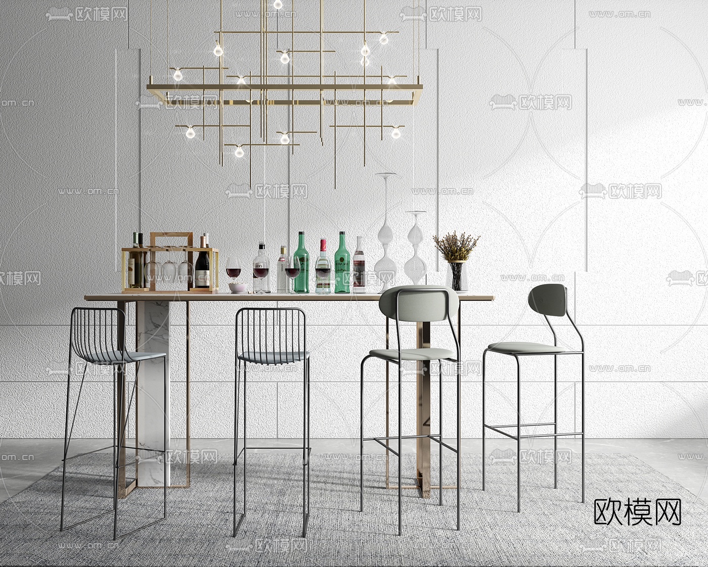 现代大理石吧台3d模型下载