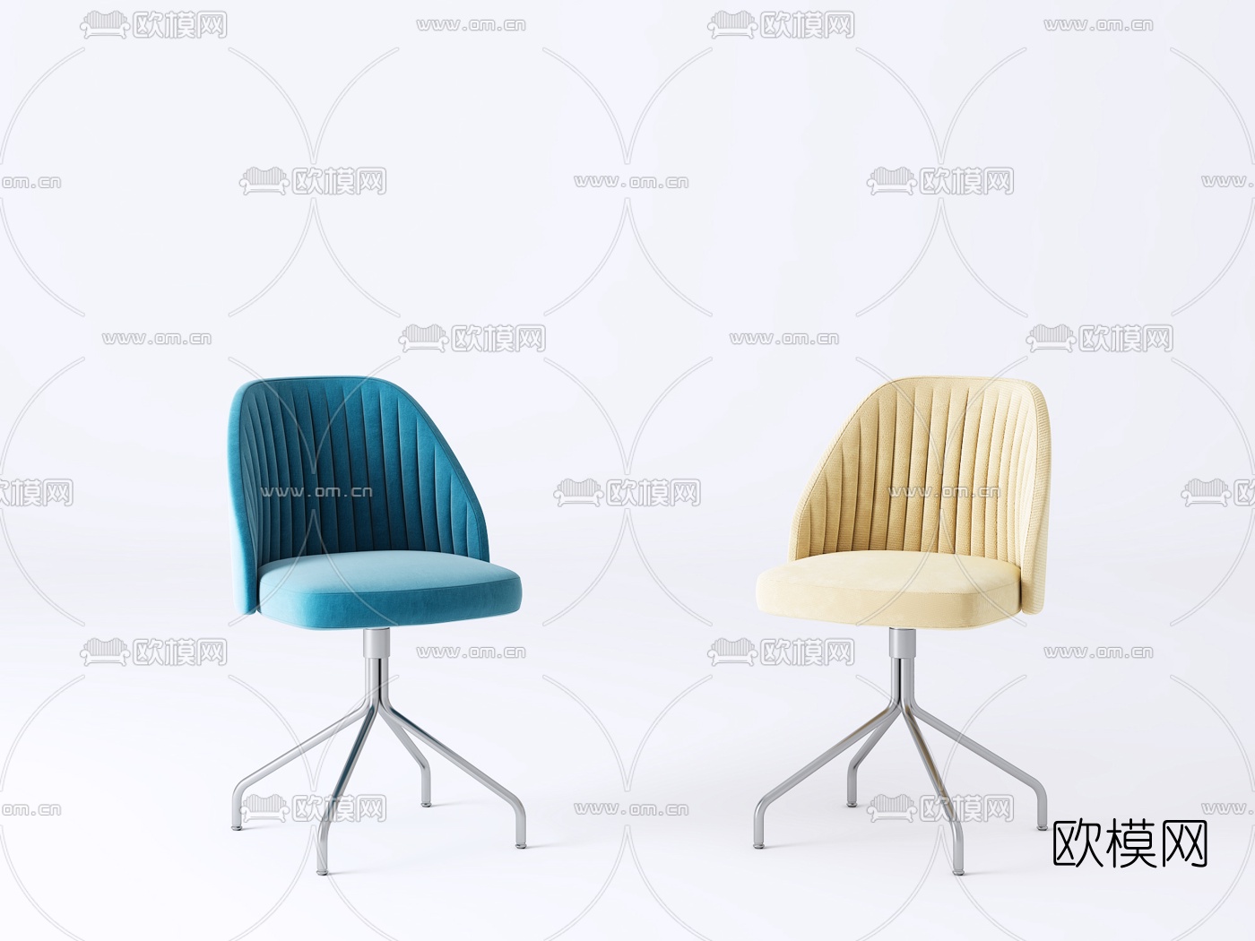 现代皮革办公椅3d模型下载（渲染图3）