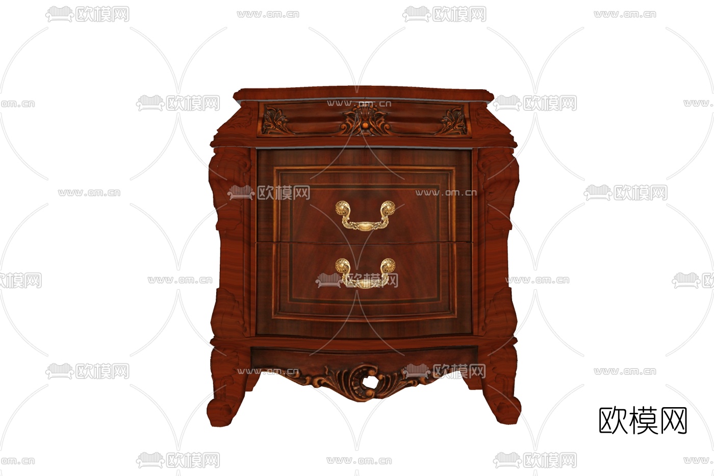 欧式实木床头柜免费su模型下载