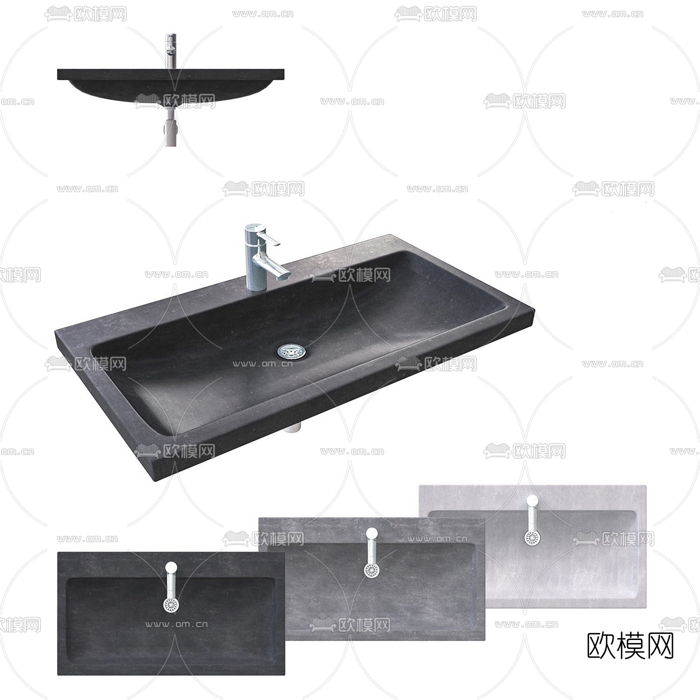 现代水磨石洗手盆3d模型