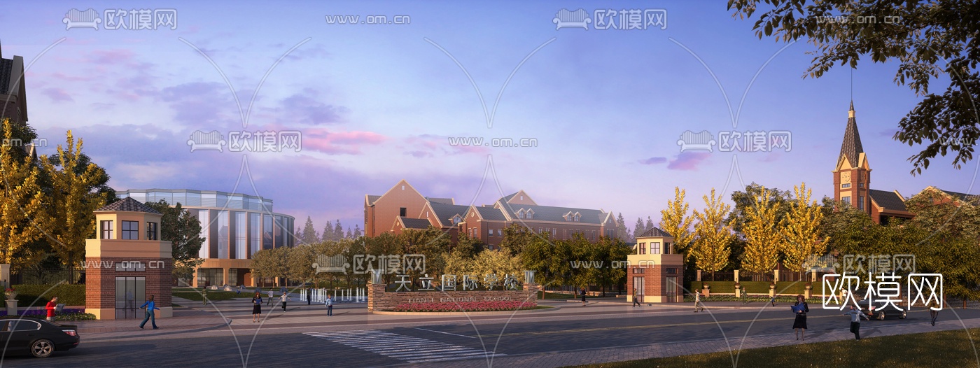 欧式学校大门入口3d模型下载