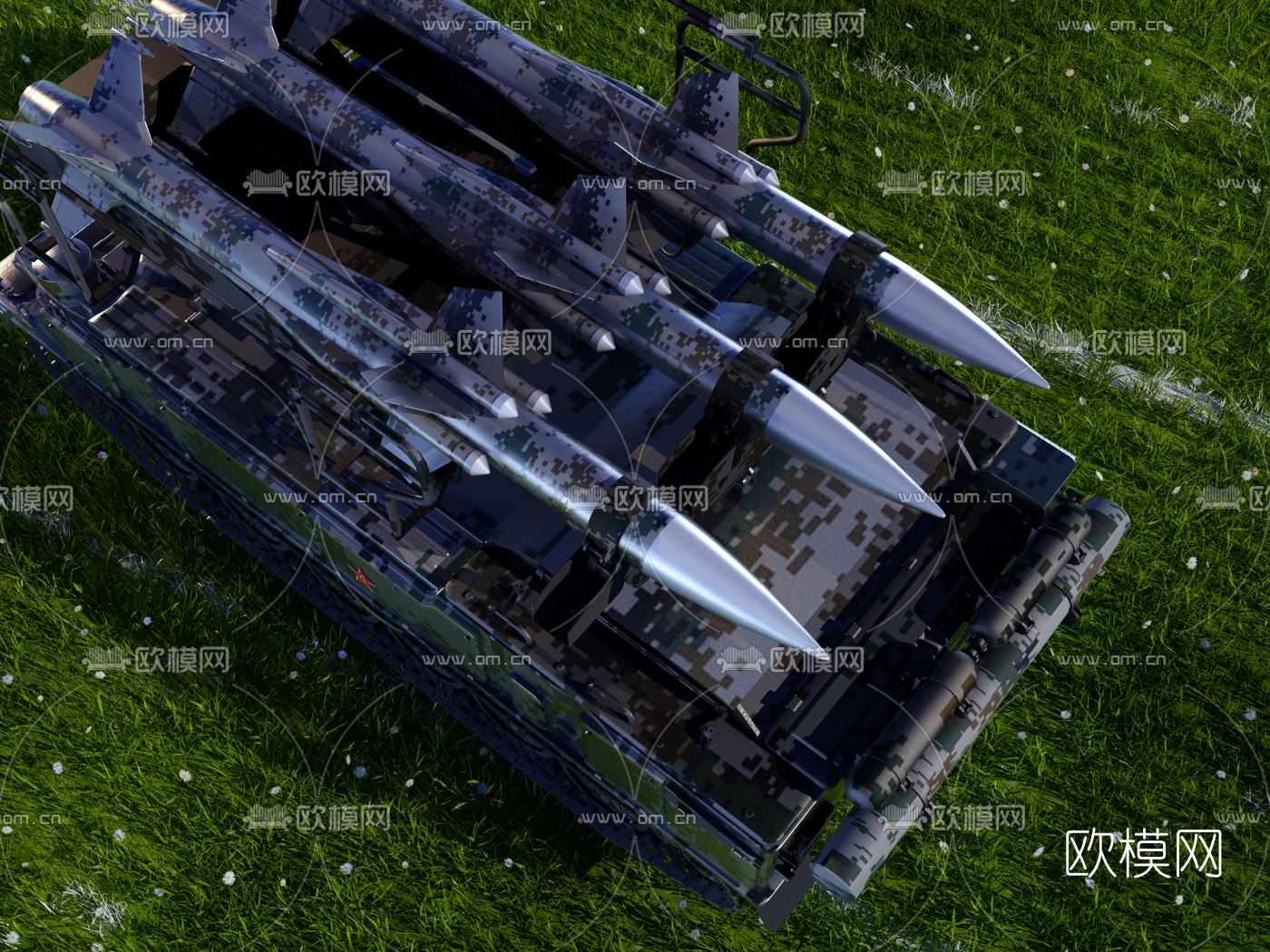 现代防空火箭弹坦克3d模型