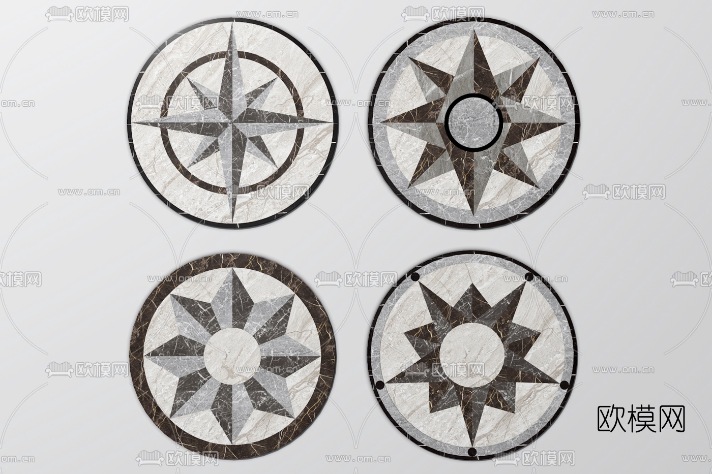 圆形拼花瓷砖3d模型下载