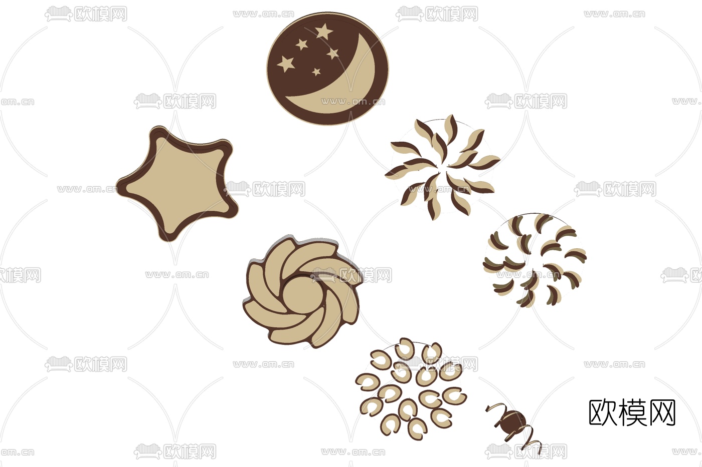 北欧实木吸顶灯免费su模型下载