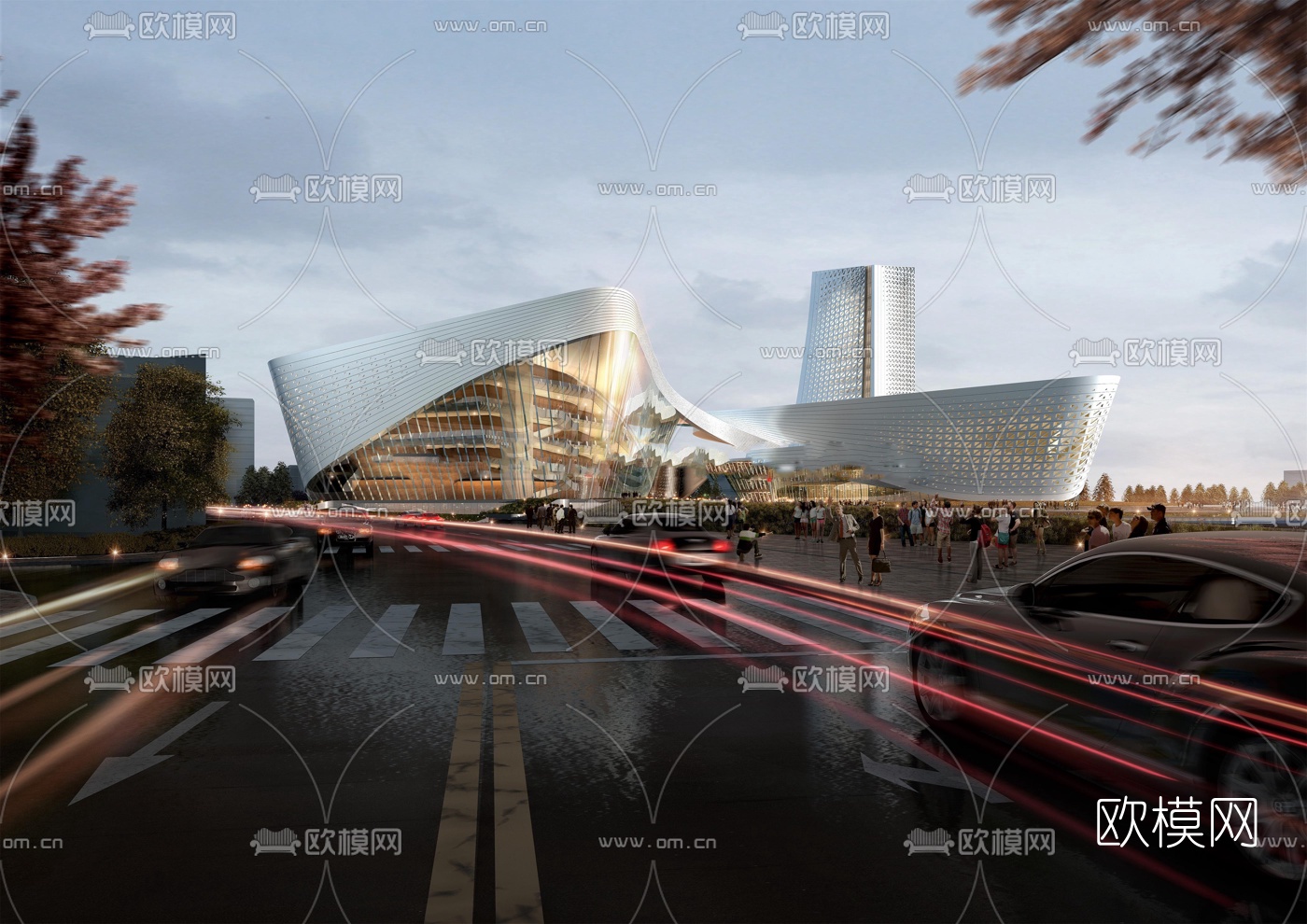 现代商业楼外观su模型下载（渲染图9）