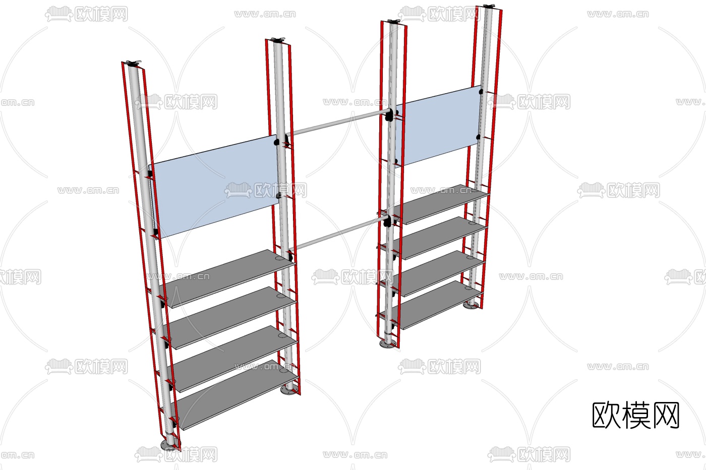现代超市货架展架免费su模型下载
