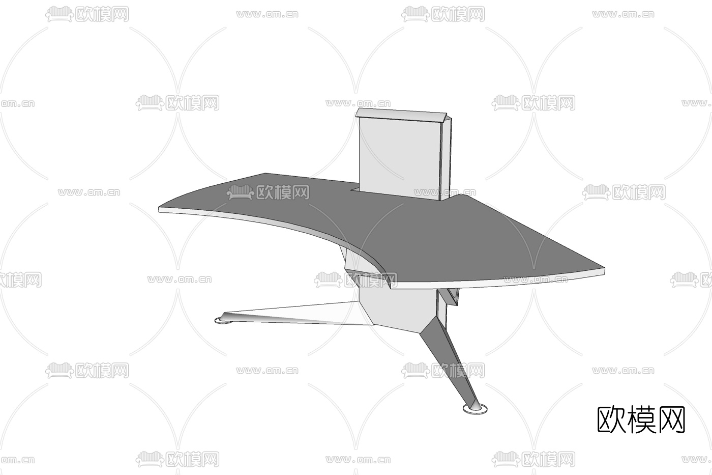 现代书桌电脑桌免费su模型下载