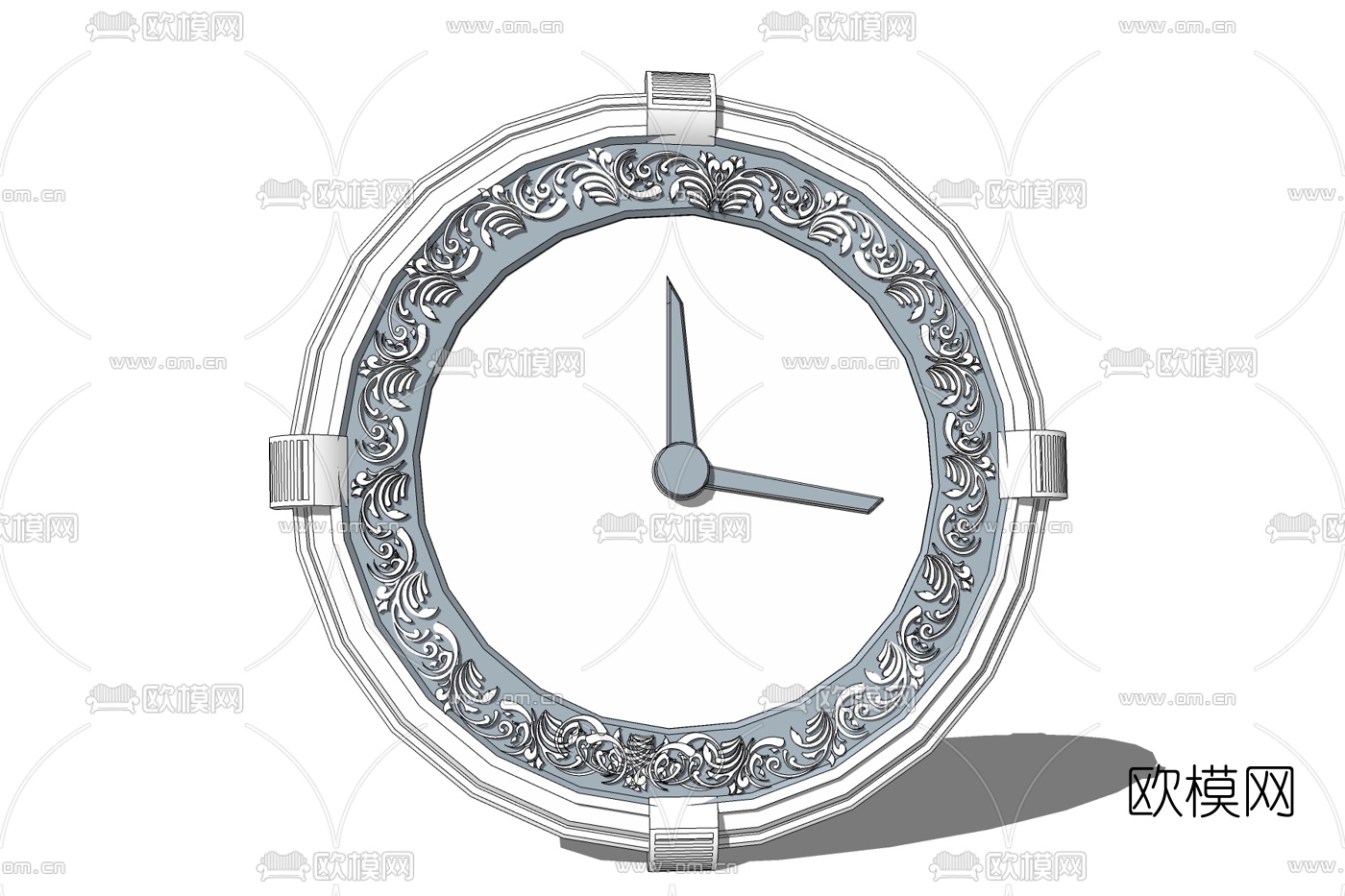 欧式雕花时钟免费su模型下载