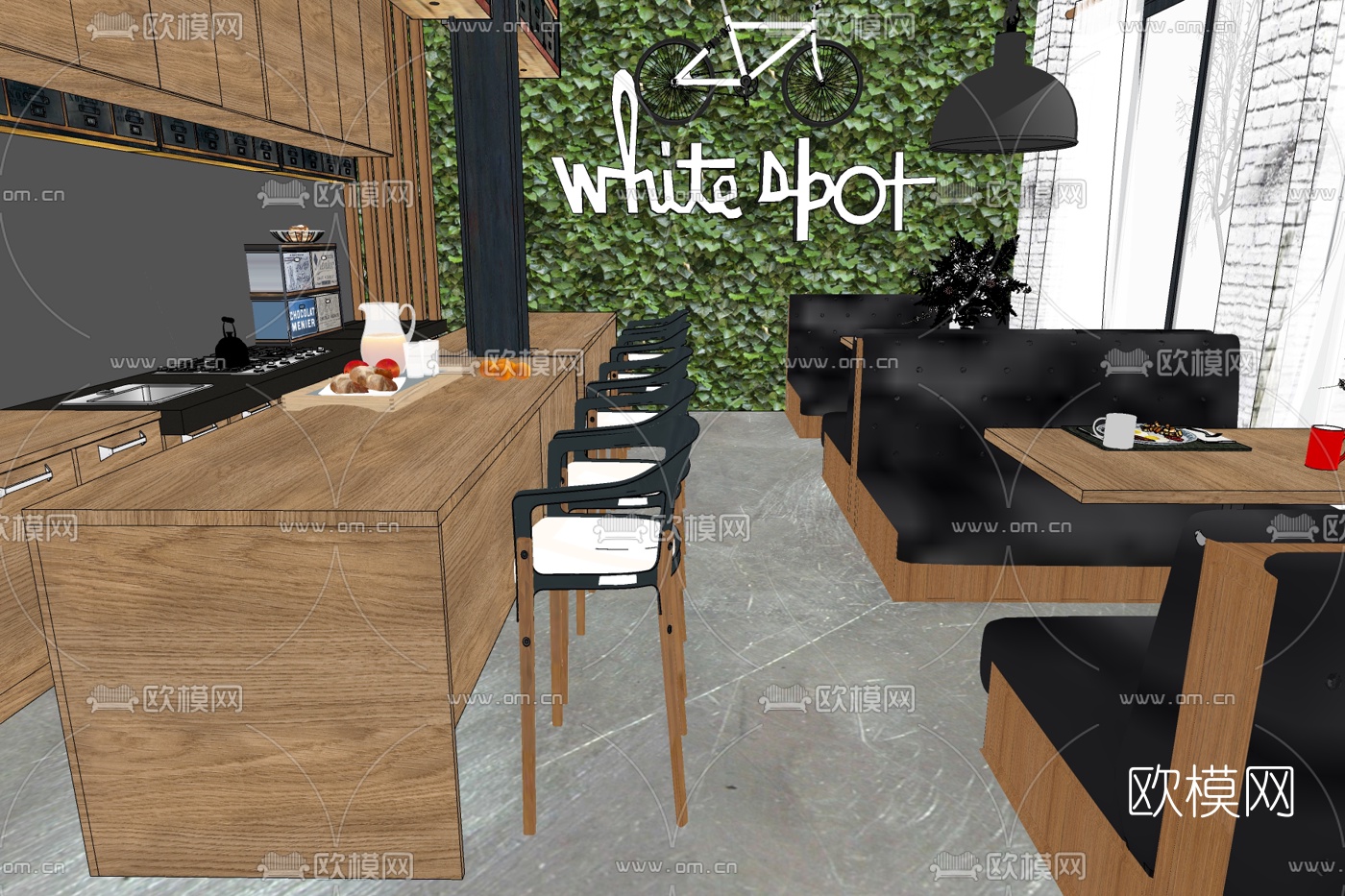 北欧奶茶店免费su模型下载