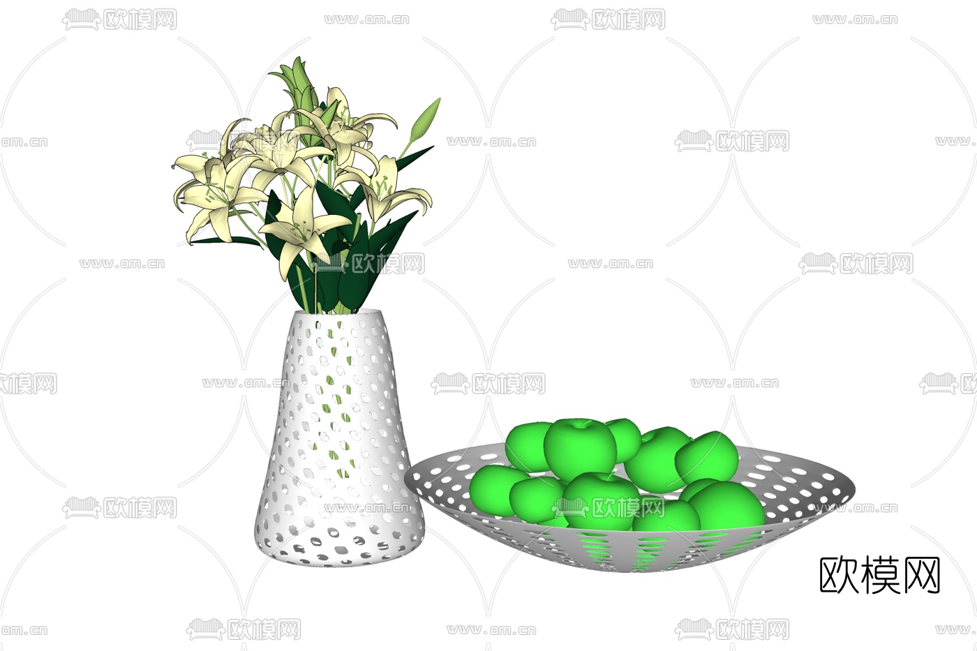 现代花瓶花卉免费su模型下载