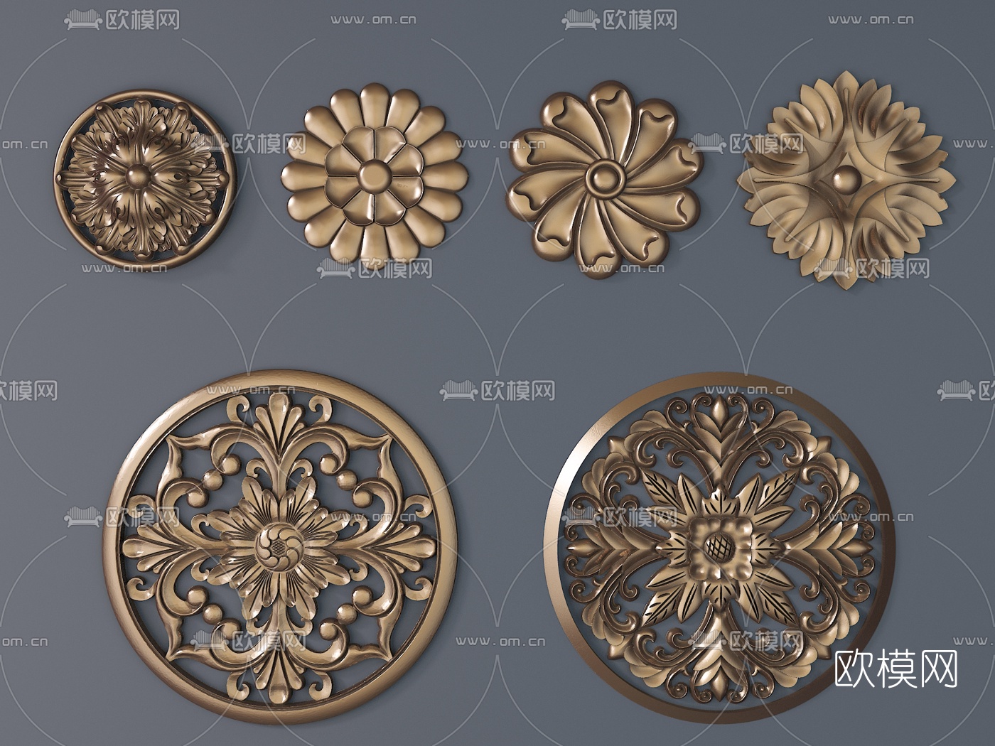 欧式金属雕花浮雕3d模型