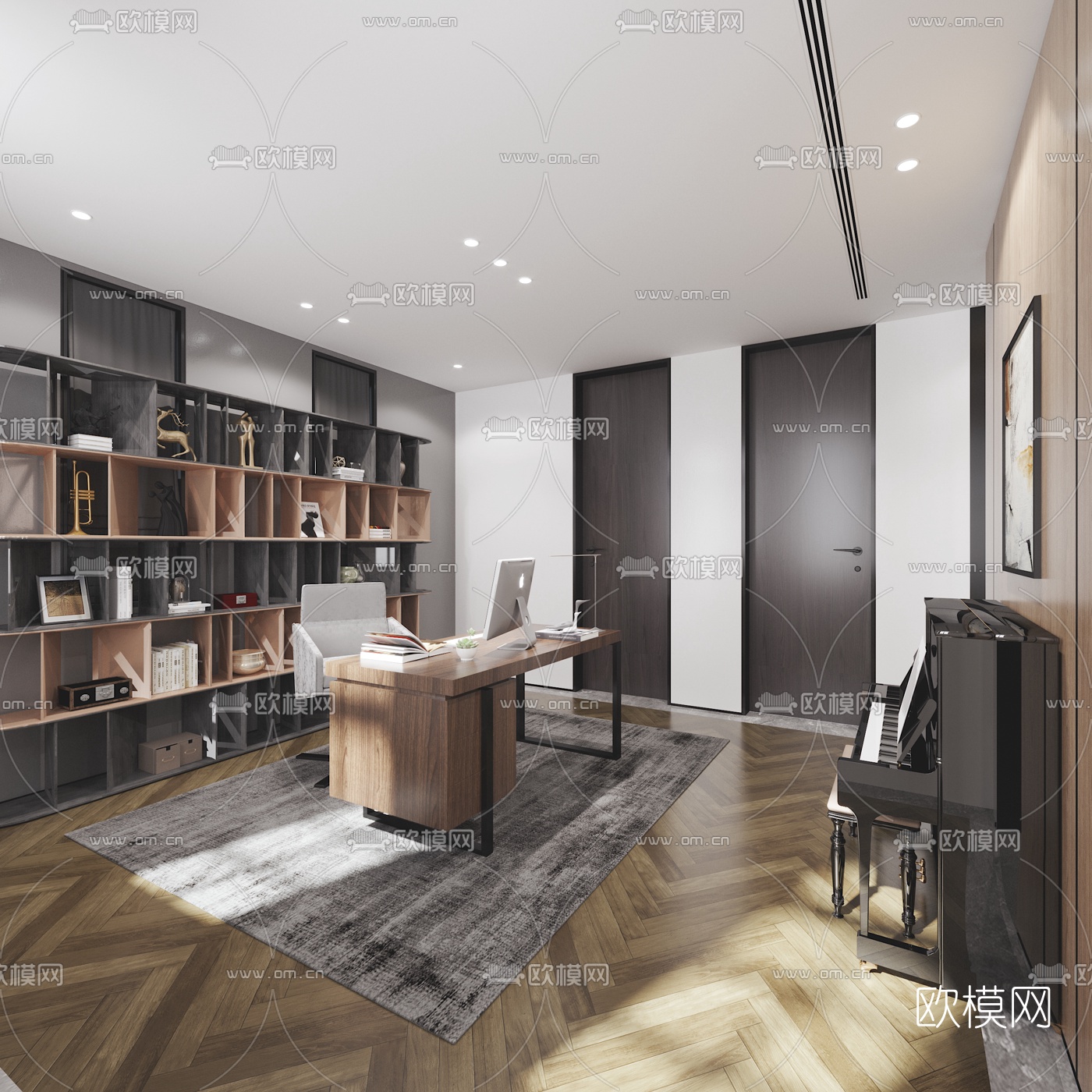 现代轻奢别墅客厅餐厅3d模型