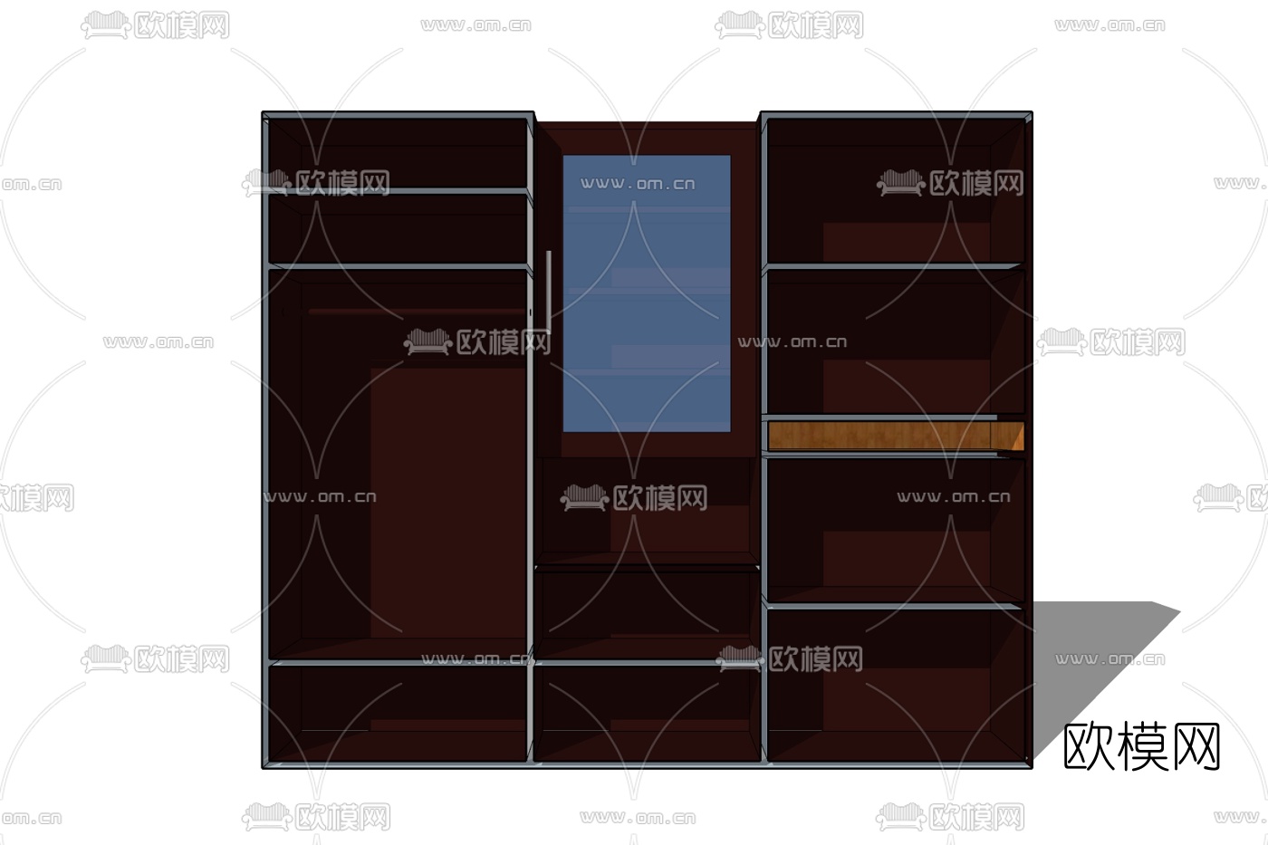 现代实木衣柜免费su模型下载