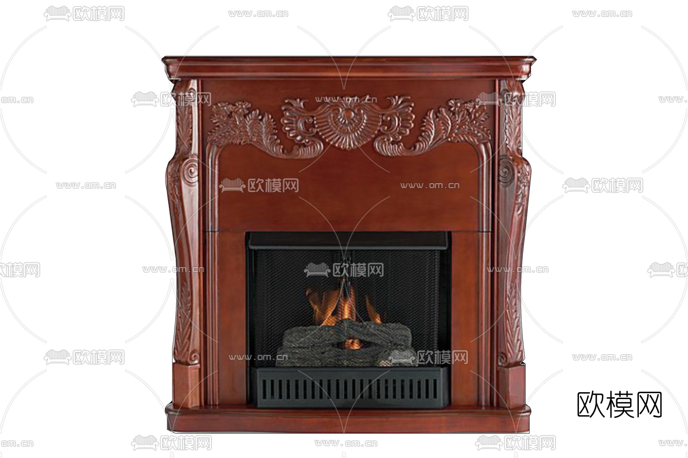 欧式古典实木壁炉免费su模型下载