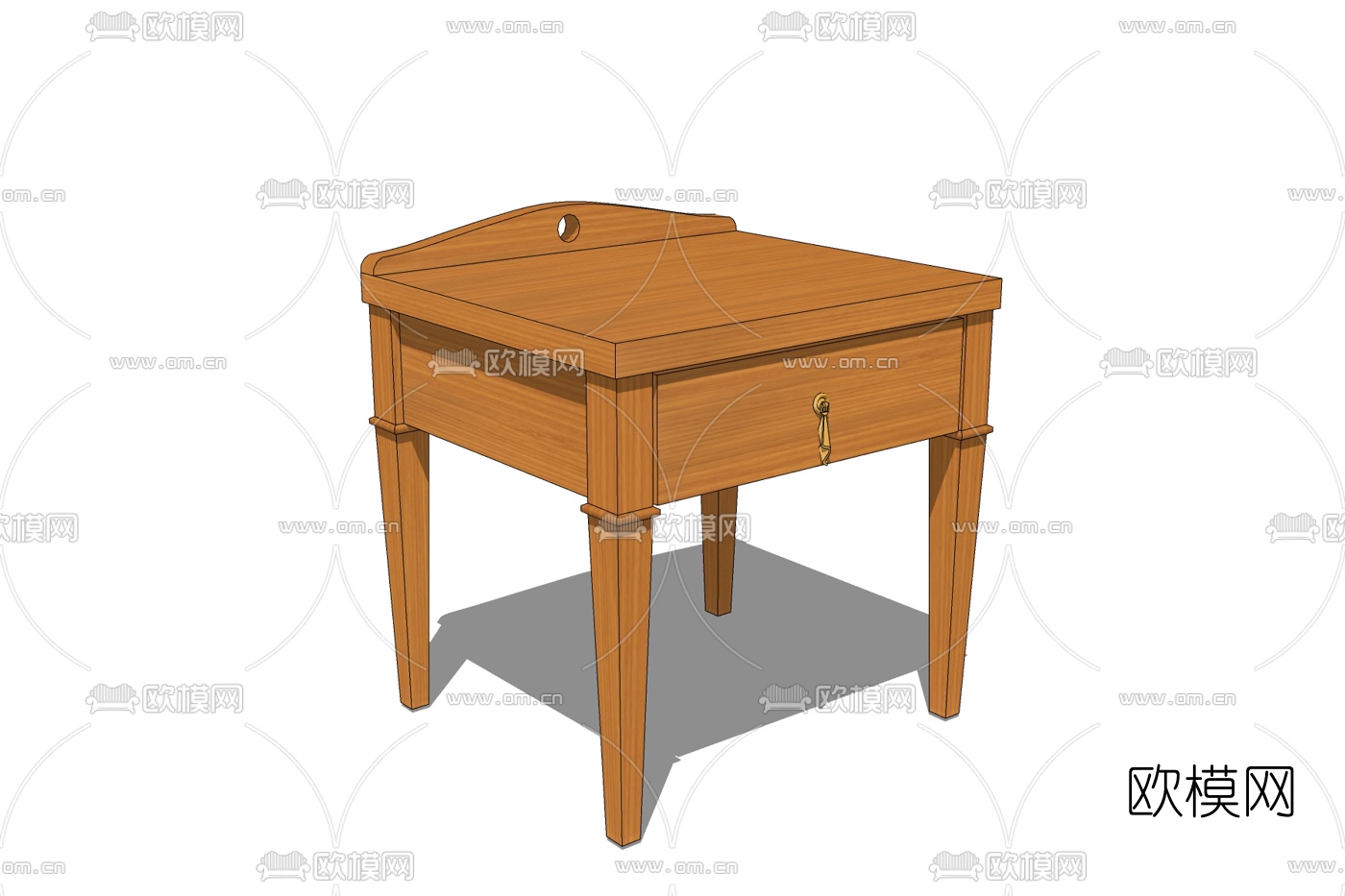 现代实木床头柜免费su模型下载