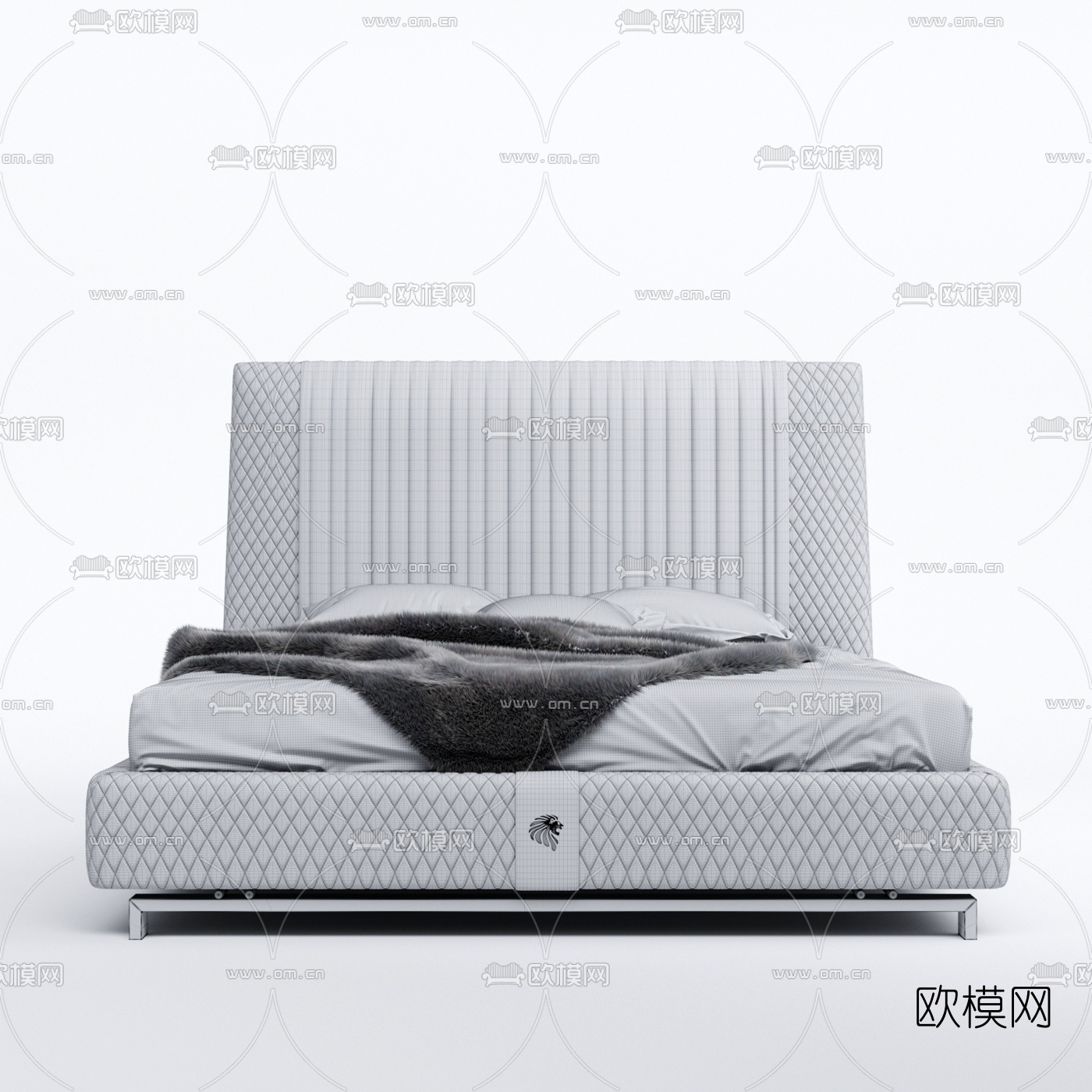 现代布艺双人床3d模型
