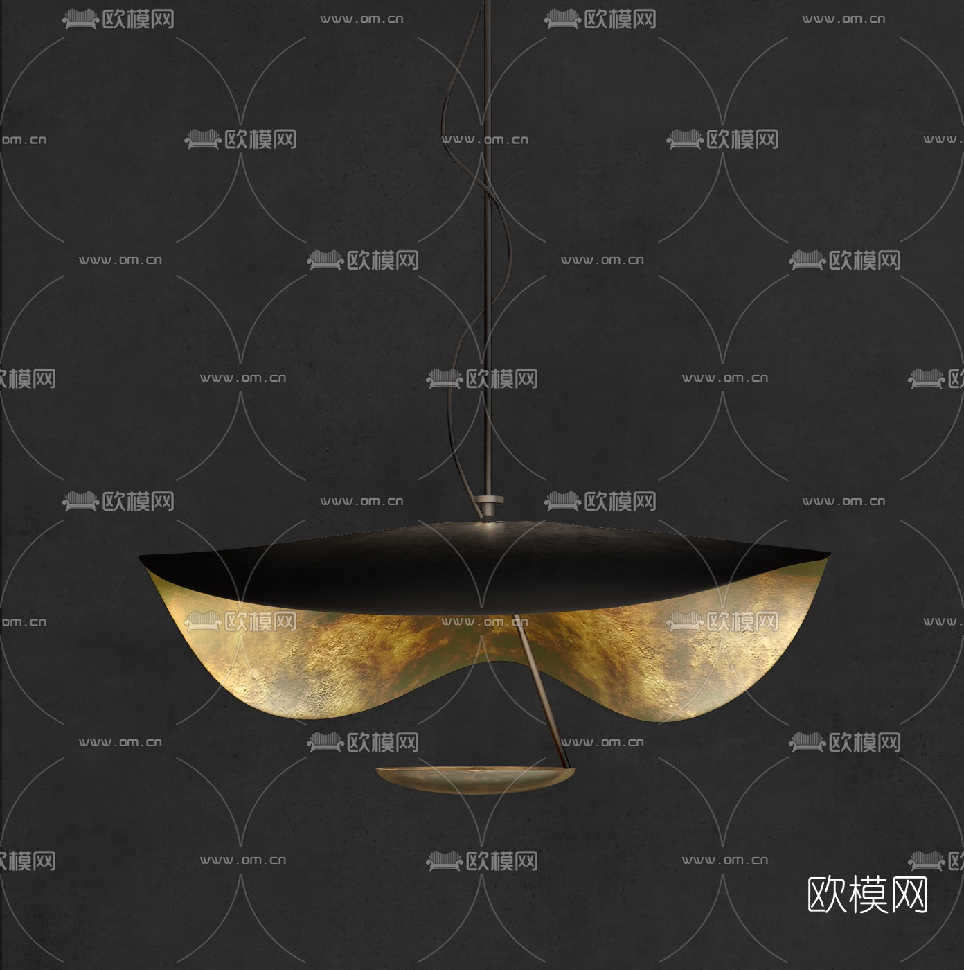 现代复古铁艺吊灯3d模型