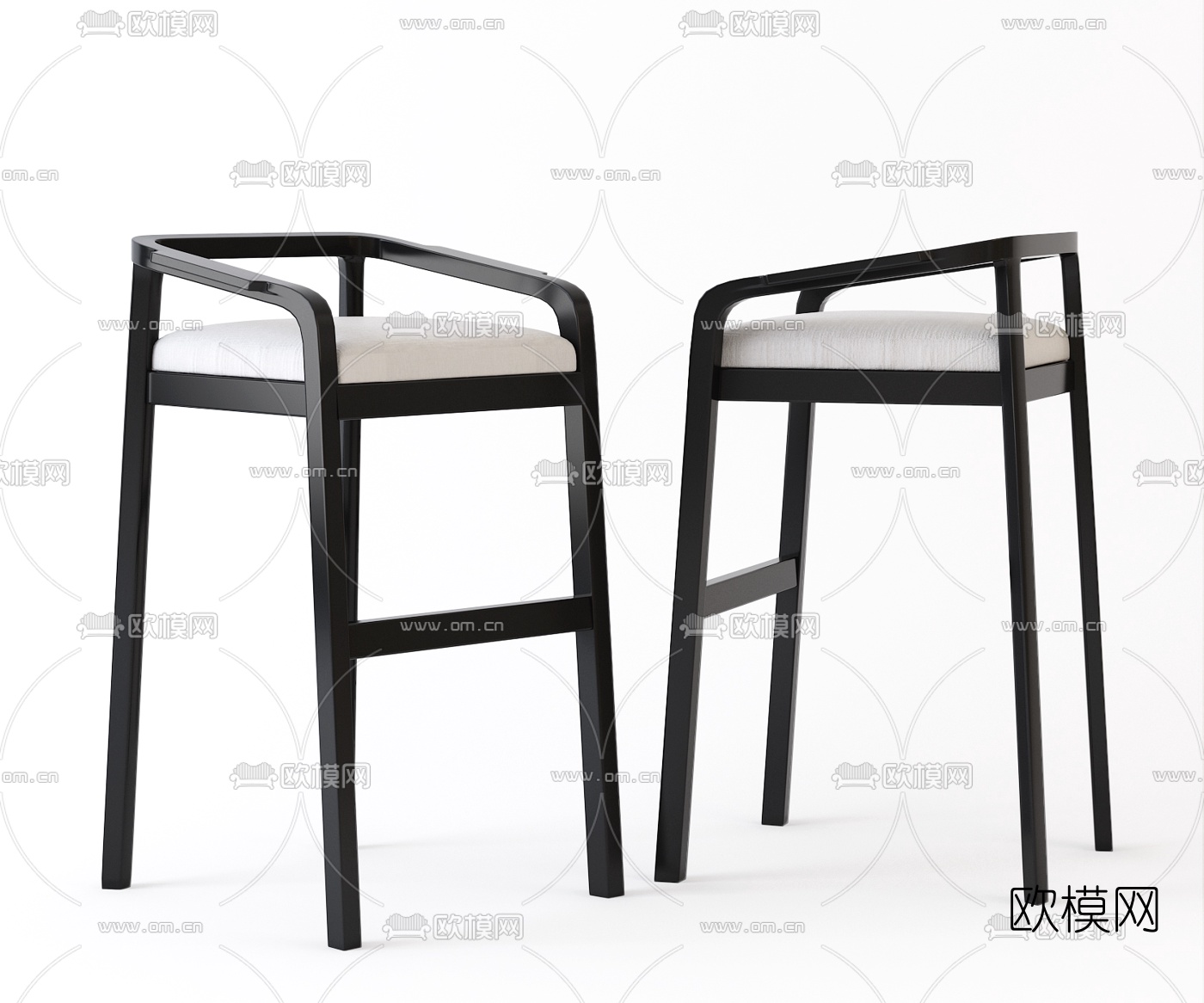 新中式实木吧台椅3d模型下载