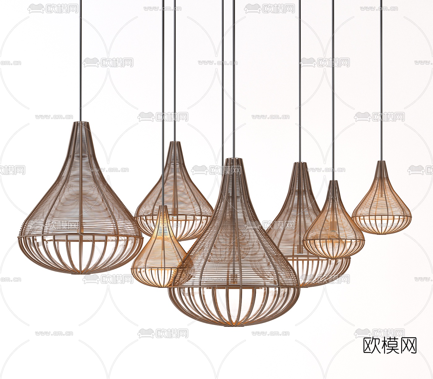 东南亚编织吊灯3d模型下载
