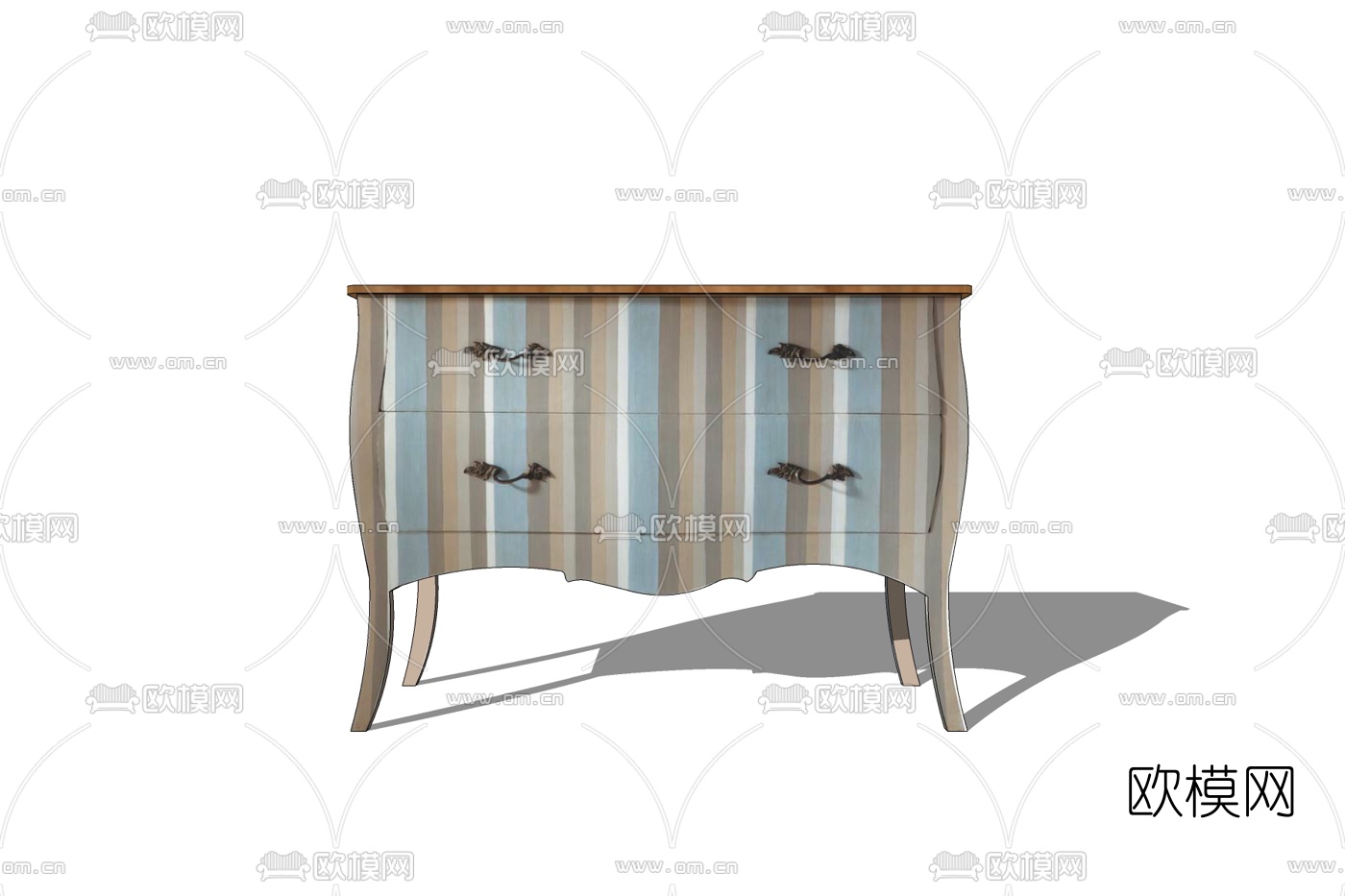 欧式实木边柜免费su模型下载