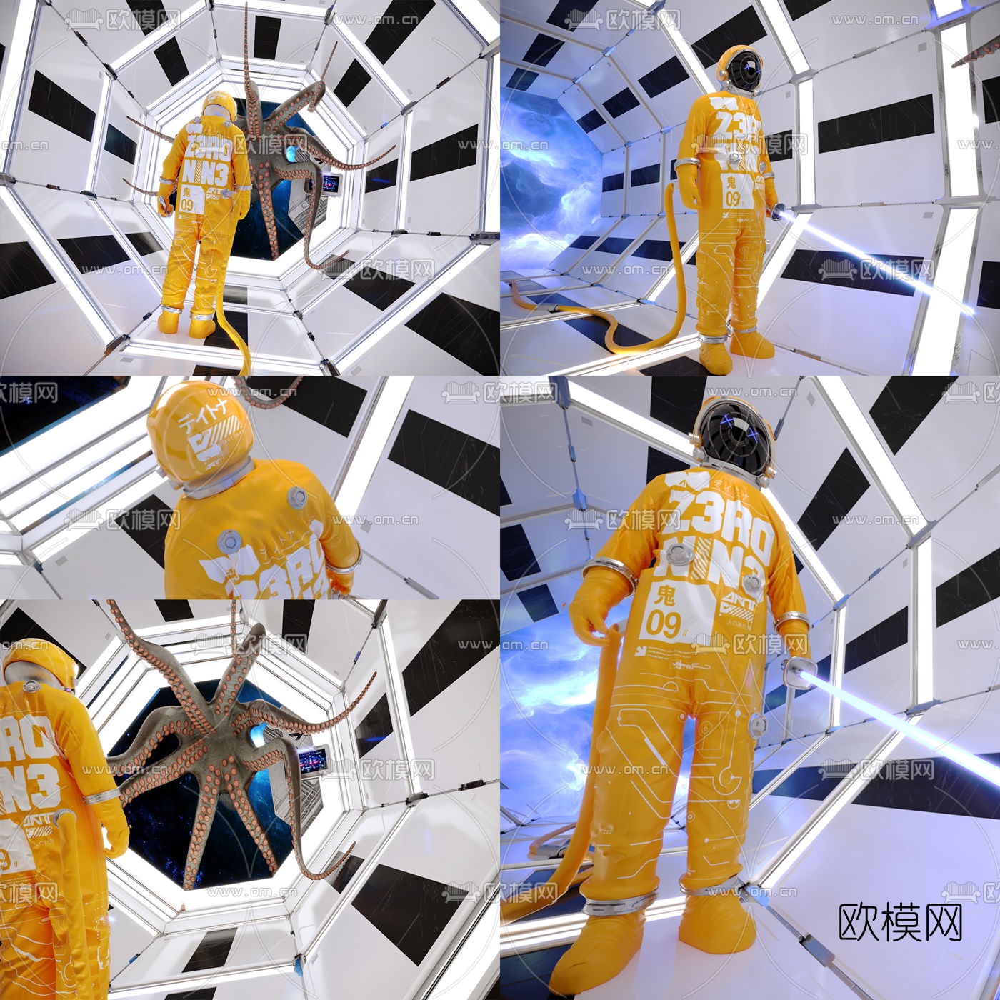 现代太空舱宇航员3d模型