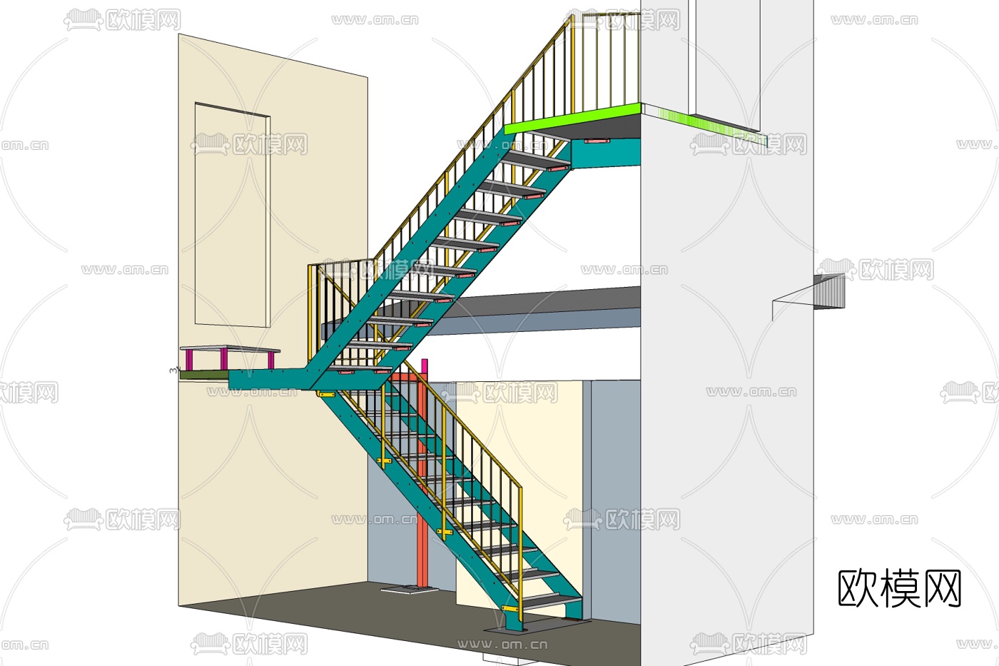 现代楼梯免费su模型下载