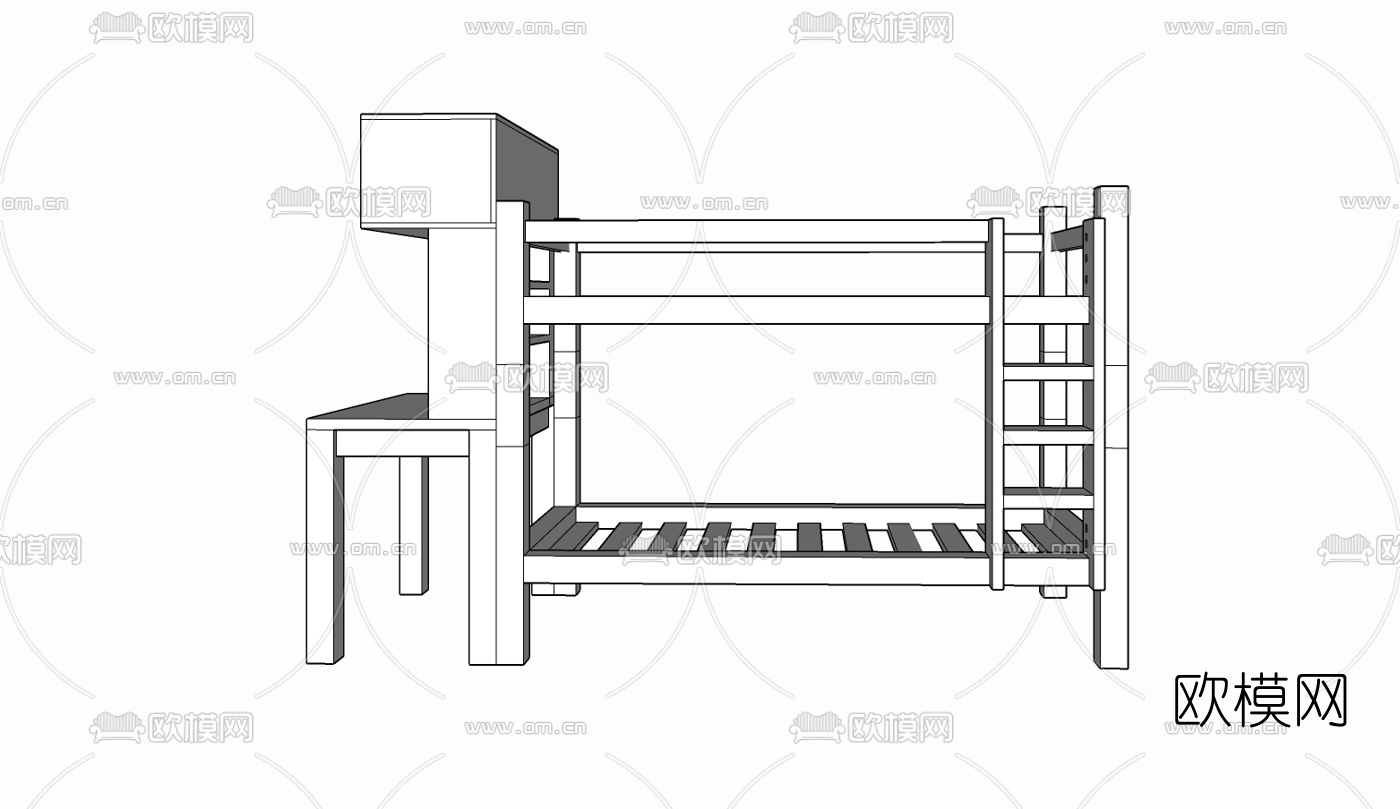 现代实木儿童床免费su模型下载