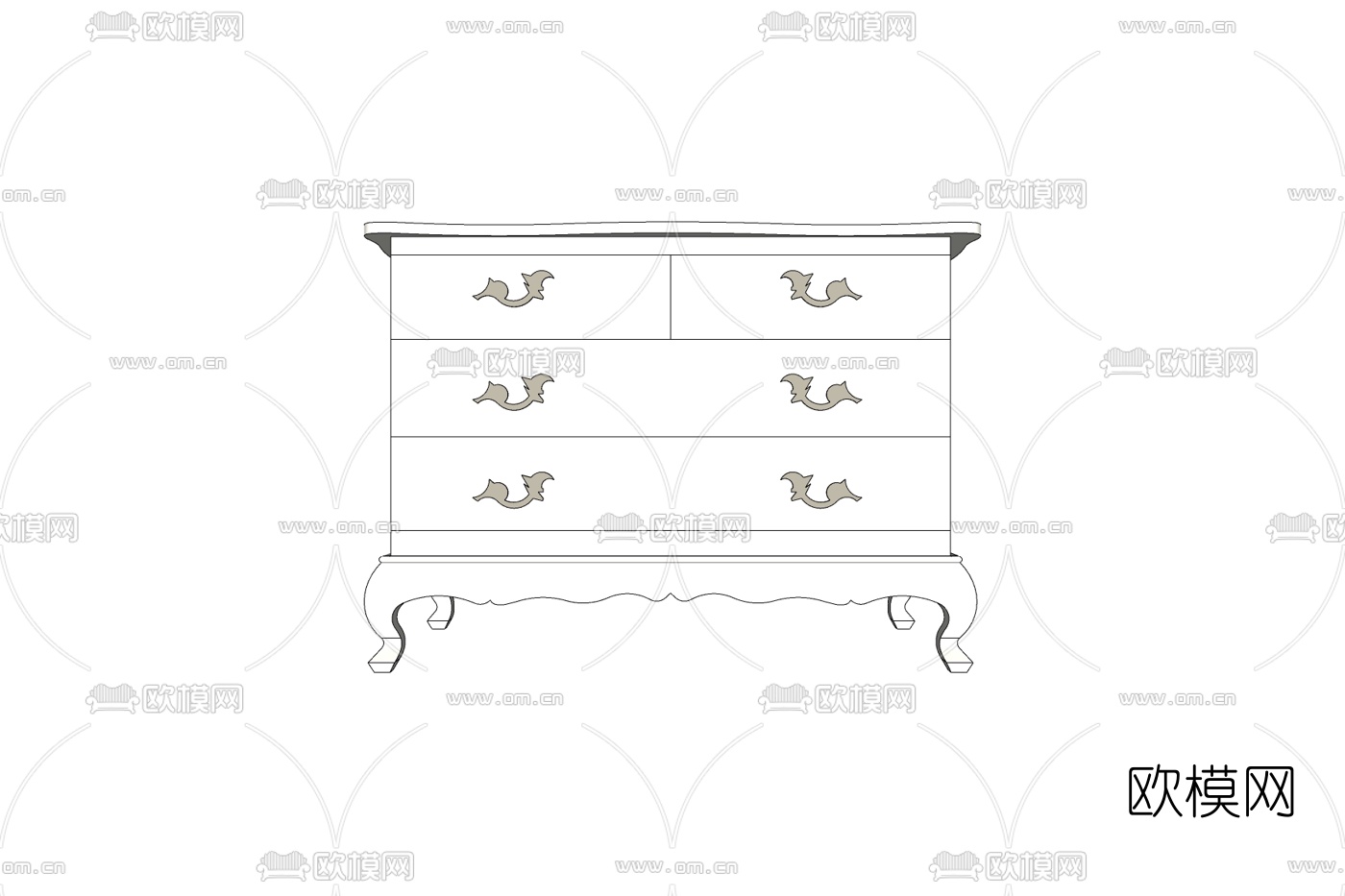 欧式实木边柜免费su模型下载