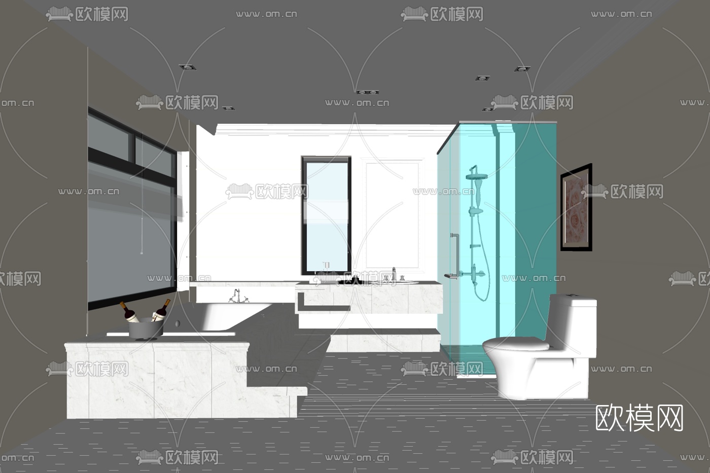 现代卫生间免费su模型下载