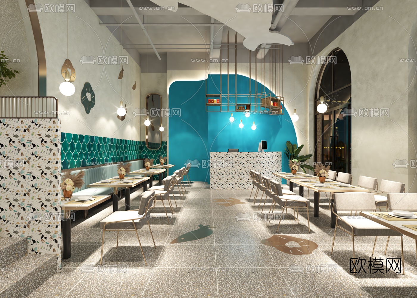 北欧鱼火锅餐厅3d模型下载（渲染图2）