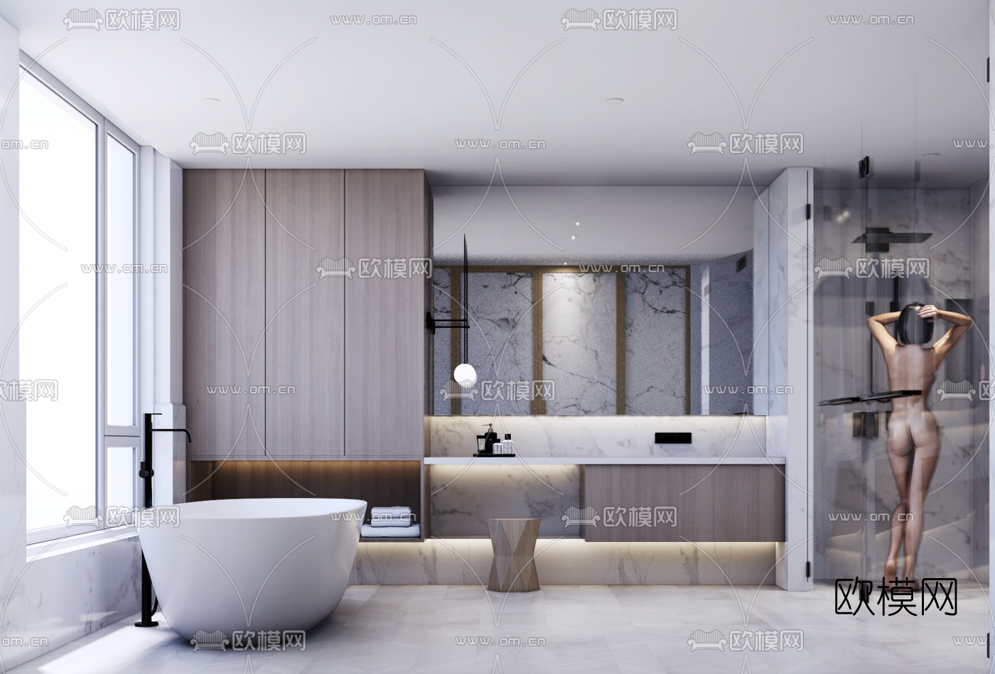 现代卫生间浴室su模型下载（渲染图1）