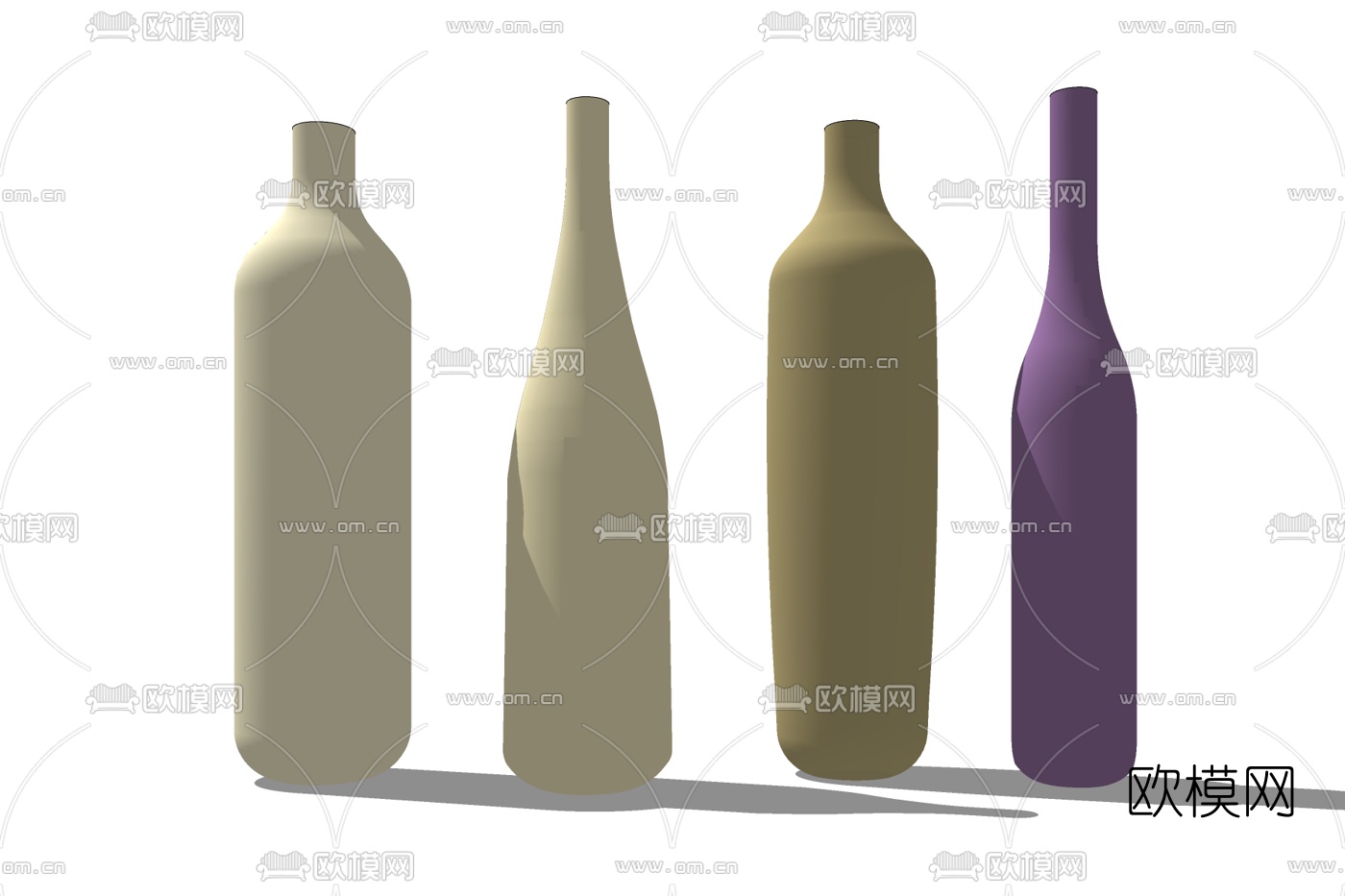 现代陶瓷器皿组合免费su模型下载