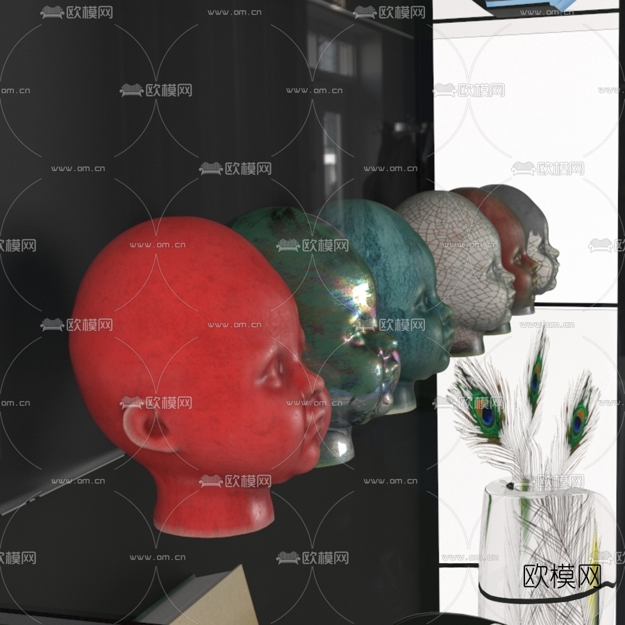 现代金属装饰架组合3d模型