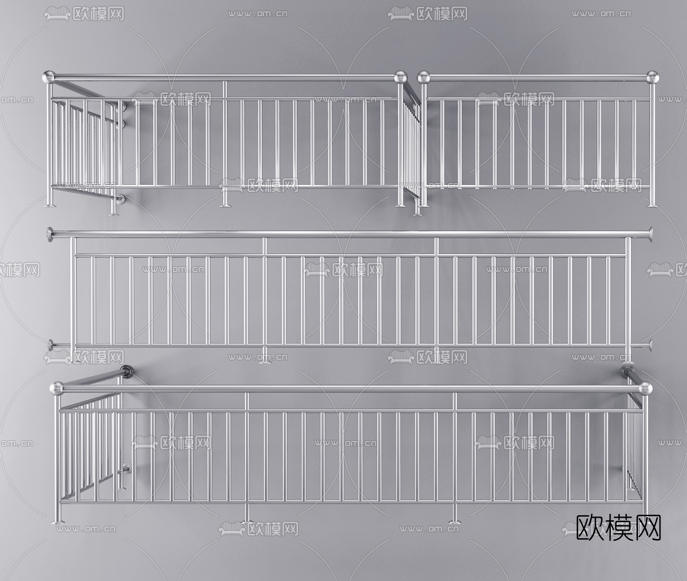 现代不锈钢护栏楼梯扶手免费3d模型