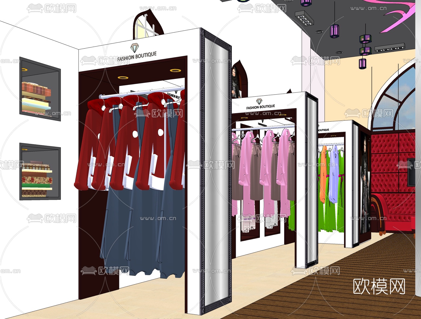 现代服装店免费su模型下载（渲染图2）