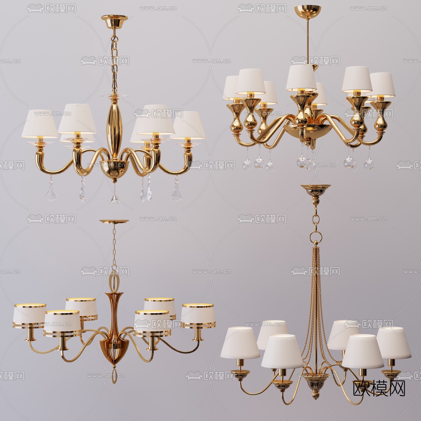 简欧金属吊灯3d模型下载