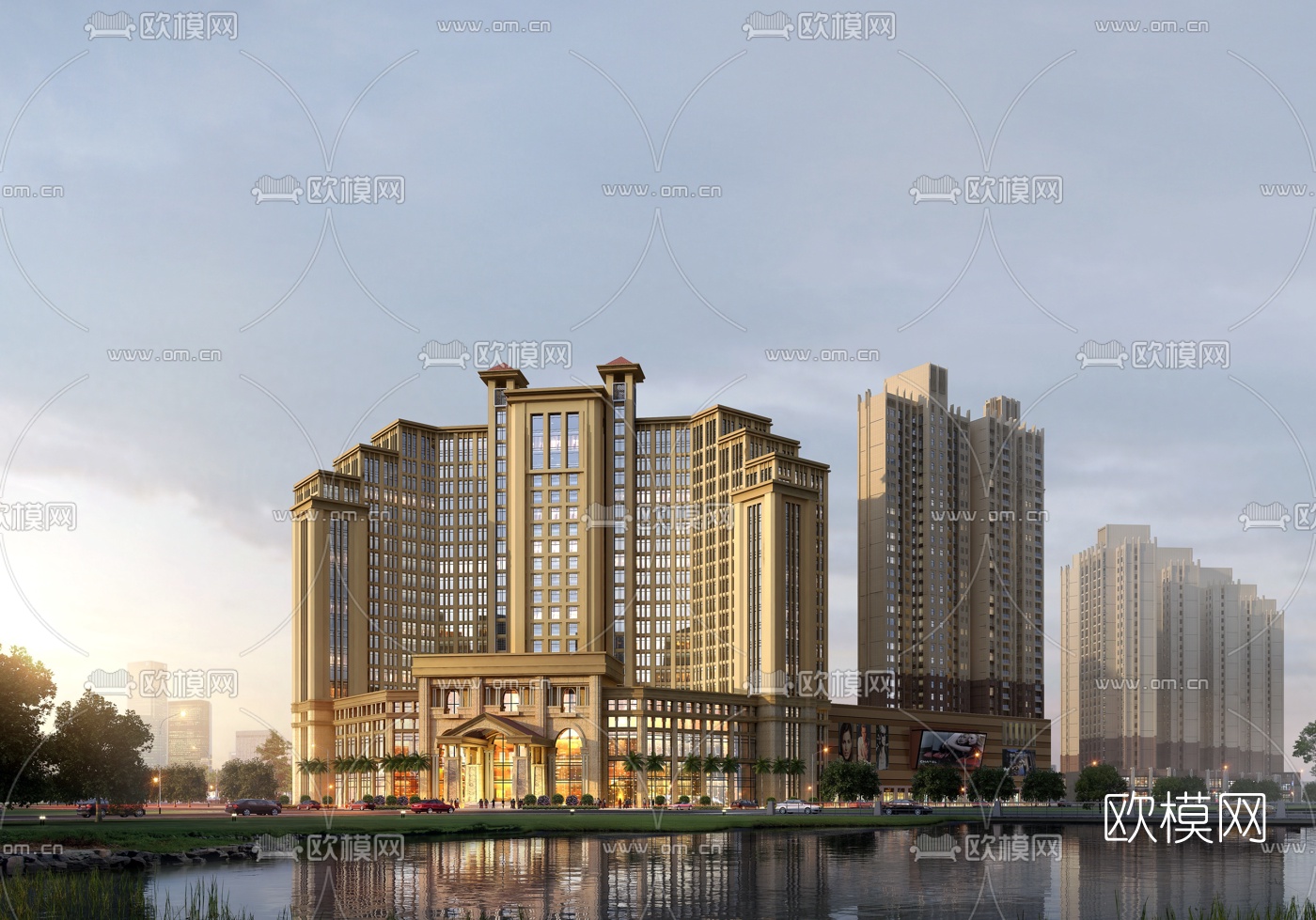 欧式酒店外观3d模型