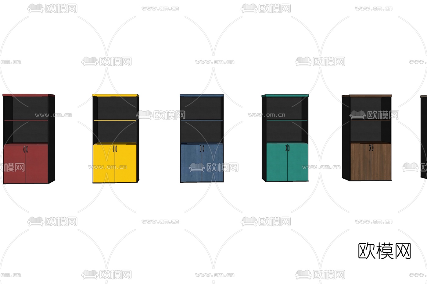 现代实木装饰柜免费su模型下载
