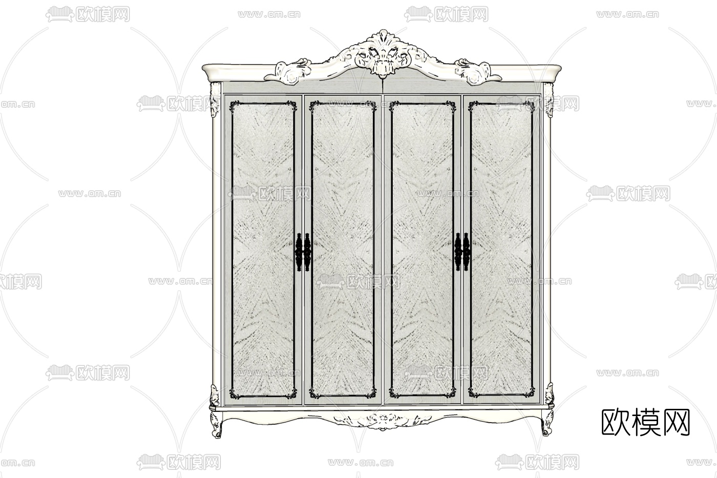 欧式实木衣柜免费su模型下载