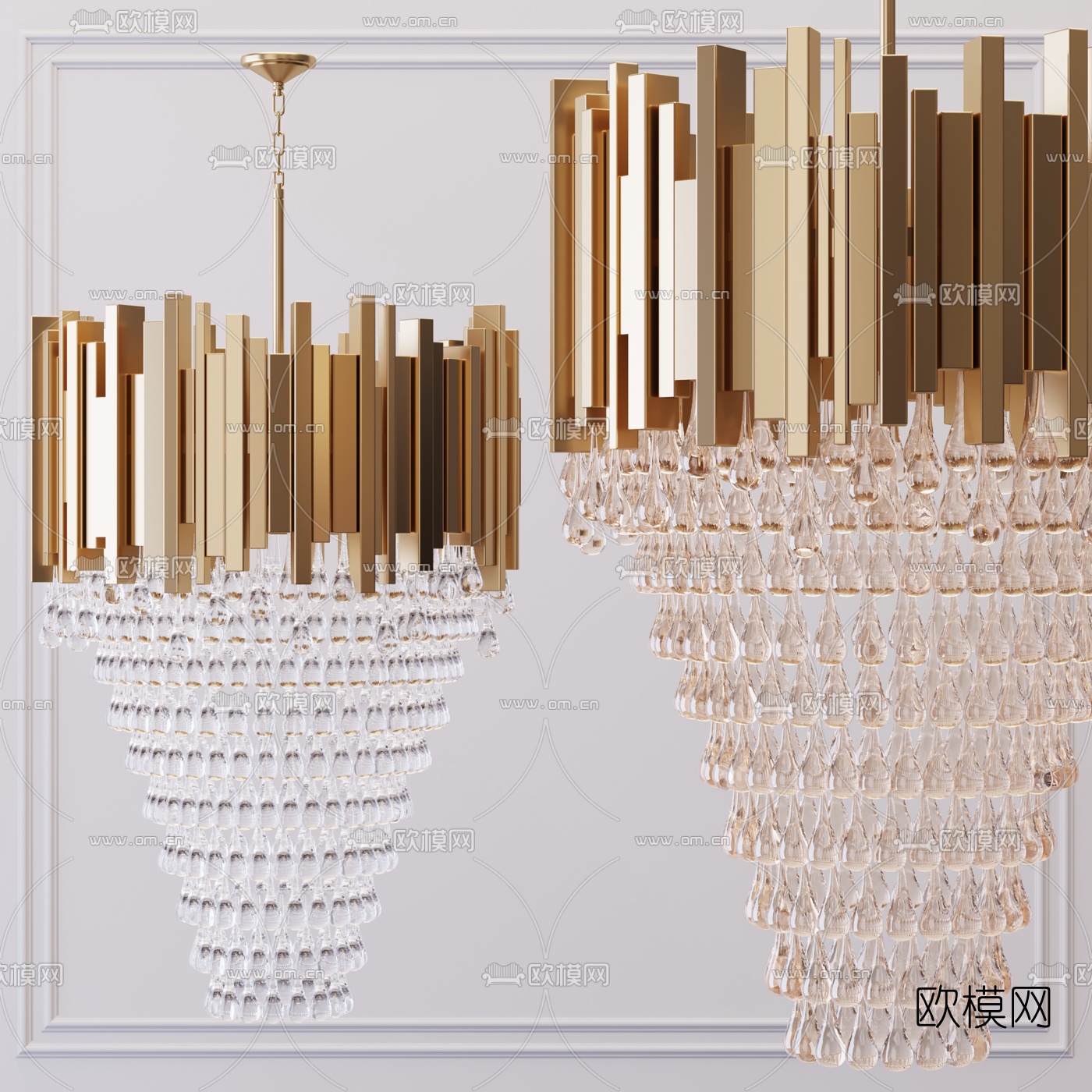 后现代轻奢水晶吊灯3d模型下载