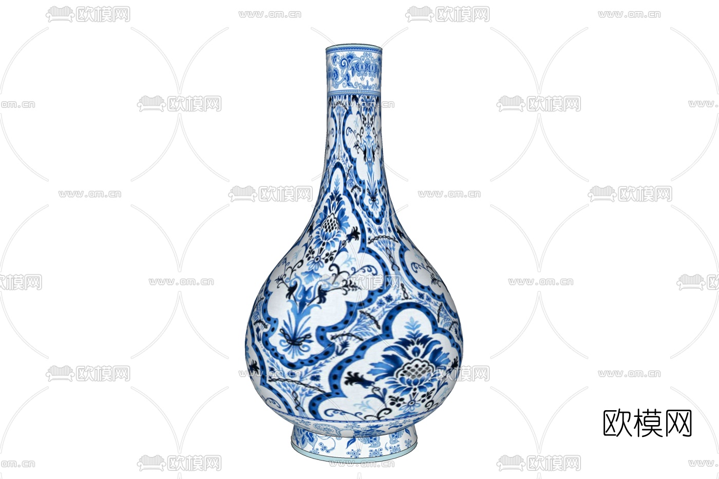 中式青花瓷摆件免费su模型下载