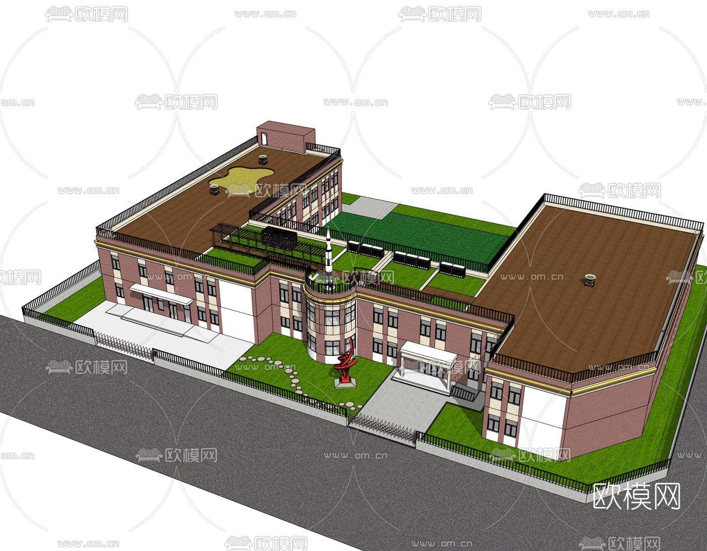 现代幼儿园免费su模型下载