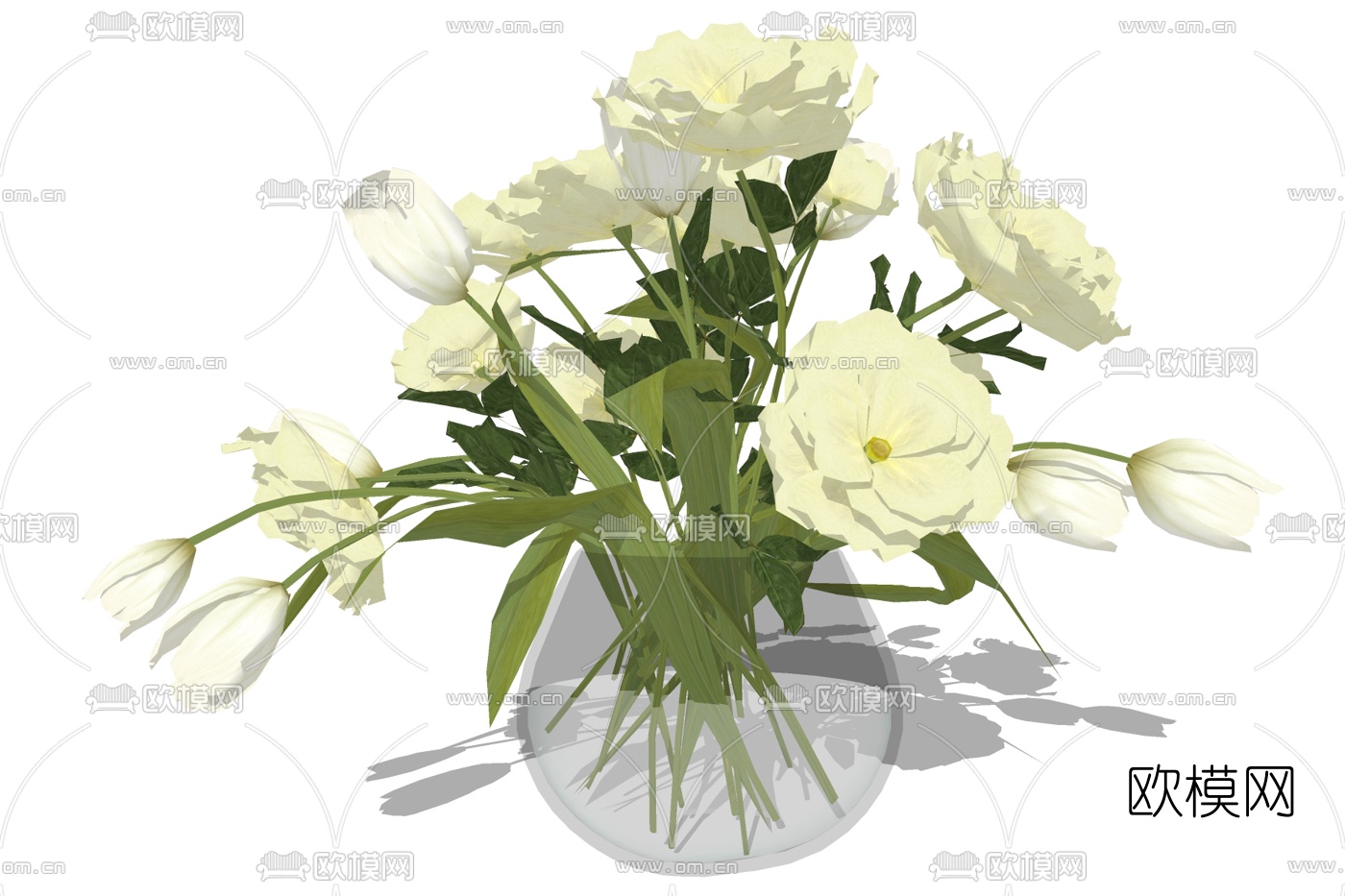 现代花瓶花卉免费su模型下载