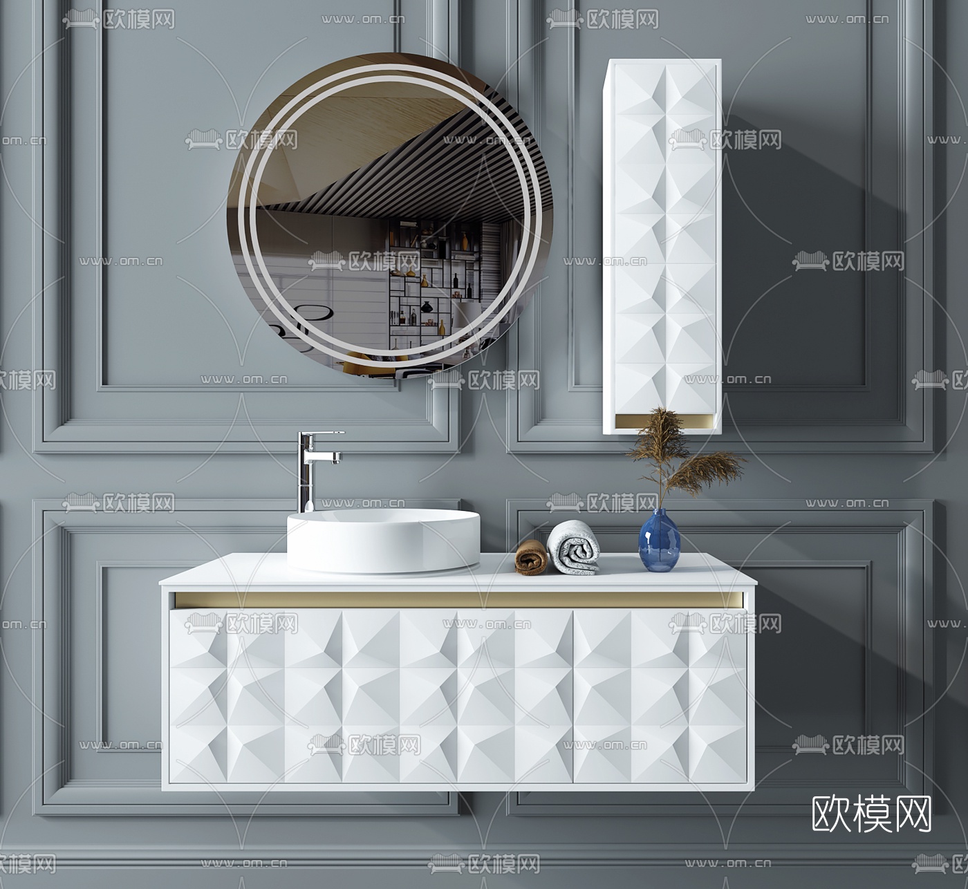 现代轻奢洗手台3d模型下载