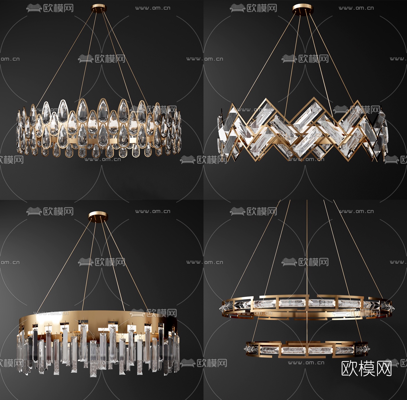 现代轻奢水晶吊灯3d模型下载