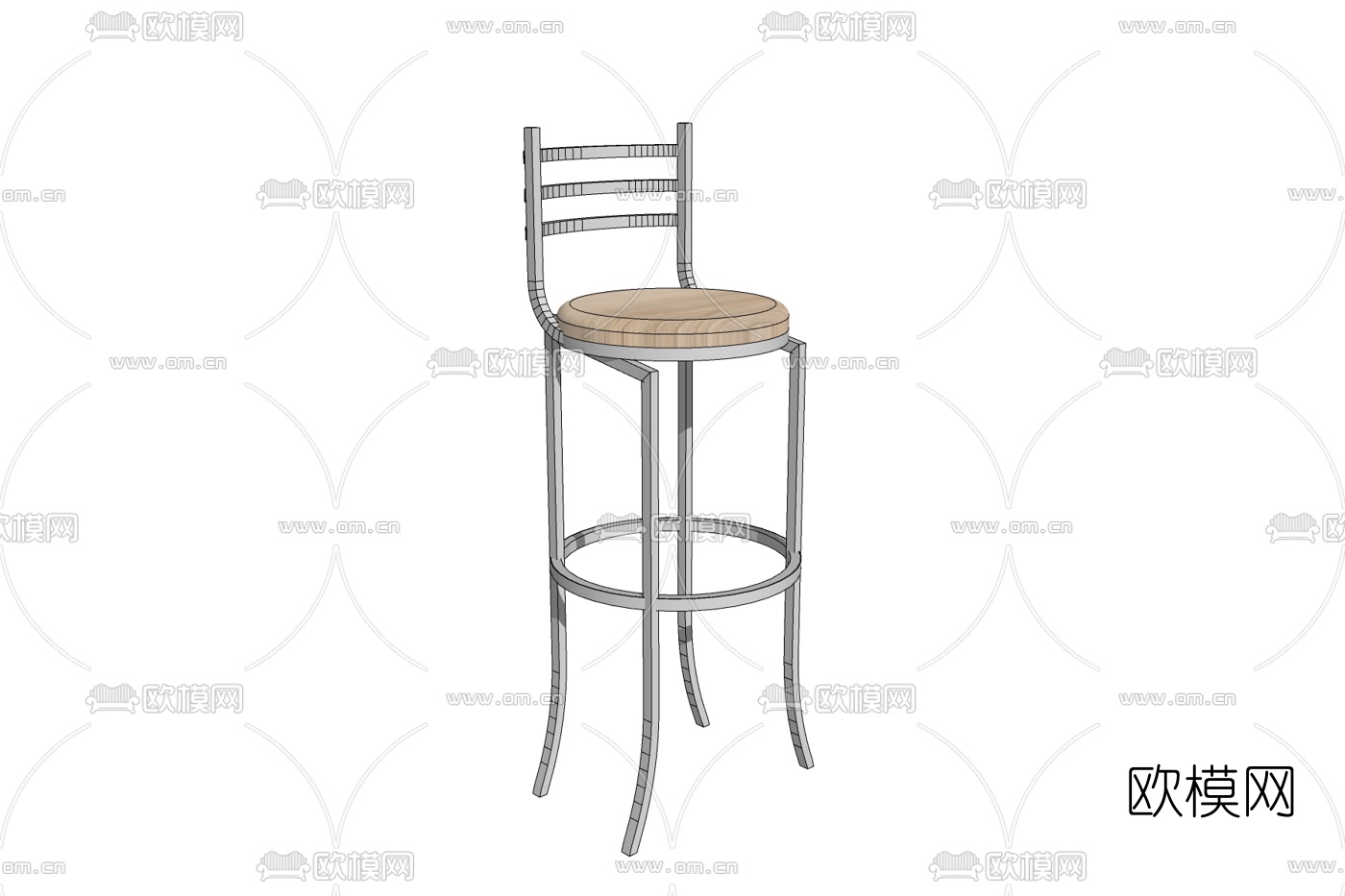 工业风金属吧台椅免费su模型下载