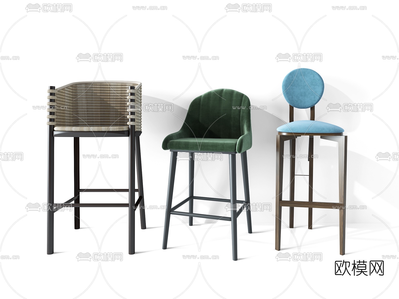 美式高脚吧椅3d模型下载