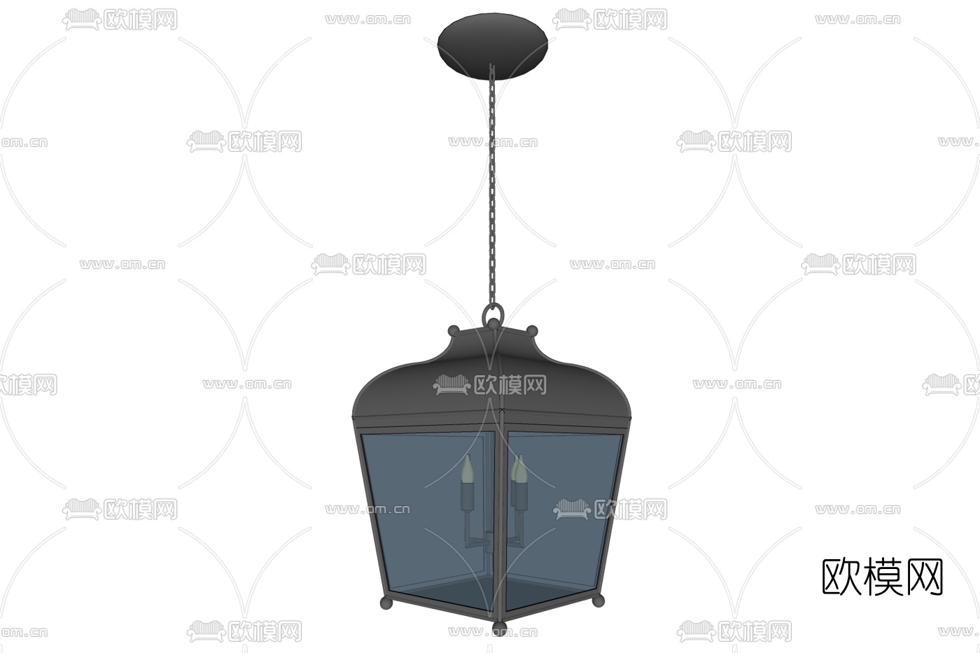 欧式金属吊灯免费su模型下载