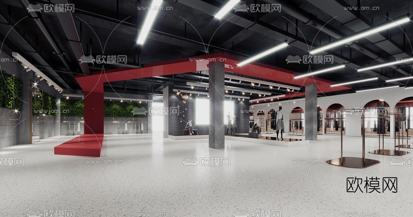 工业风女士服装店3d模型下载（渲染图4）
